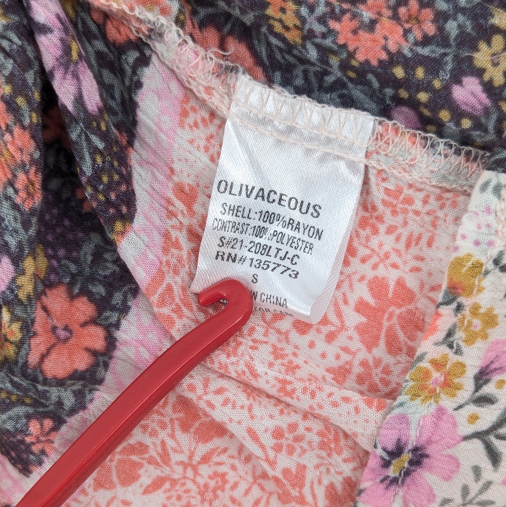 Olivaceous Patchwork Cottagecore Crop V-Neck Flou… - image 8